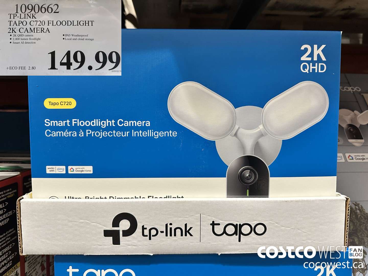 1090662 TP-LINK TAPO C720 FLOODLIGHT 2K CAMERA $149.99