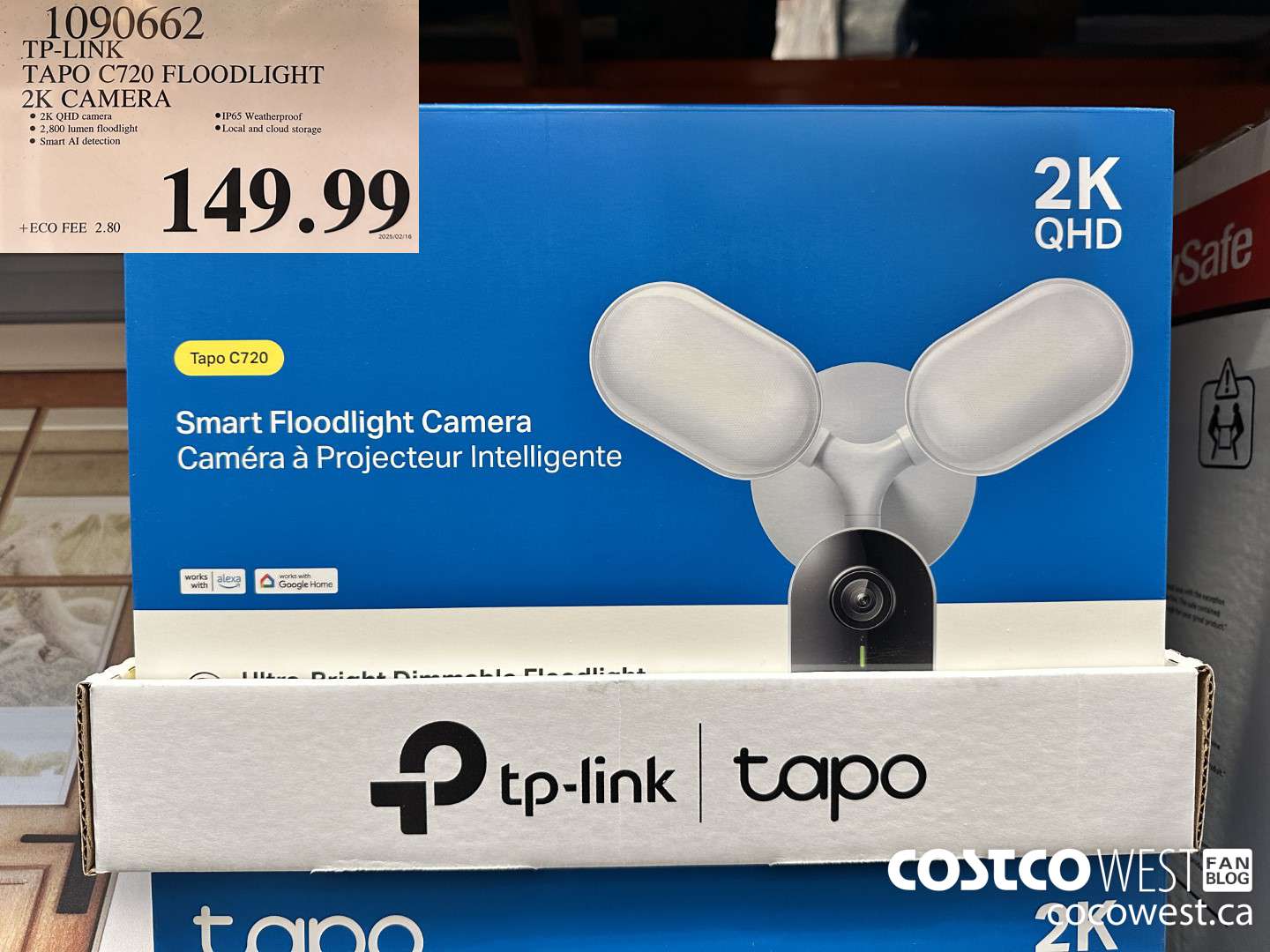 1090662 TP-LINK TAPO C720 FLOODLIGHT 2K CAMERA $149.99