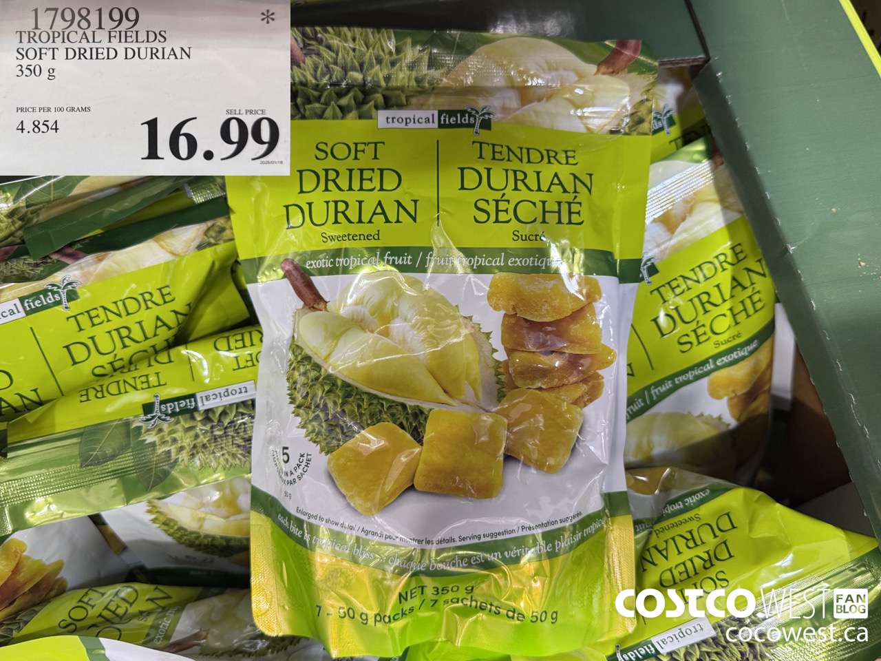 1798199 TROPICAL FIELDS SOFT DRIED DURIAN 350G $16.99