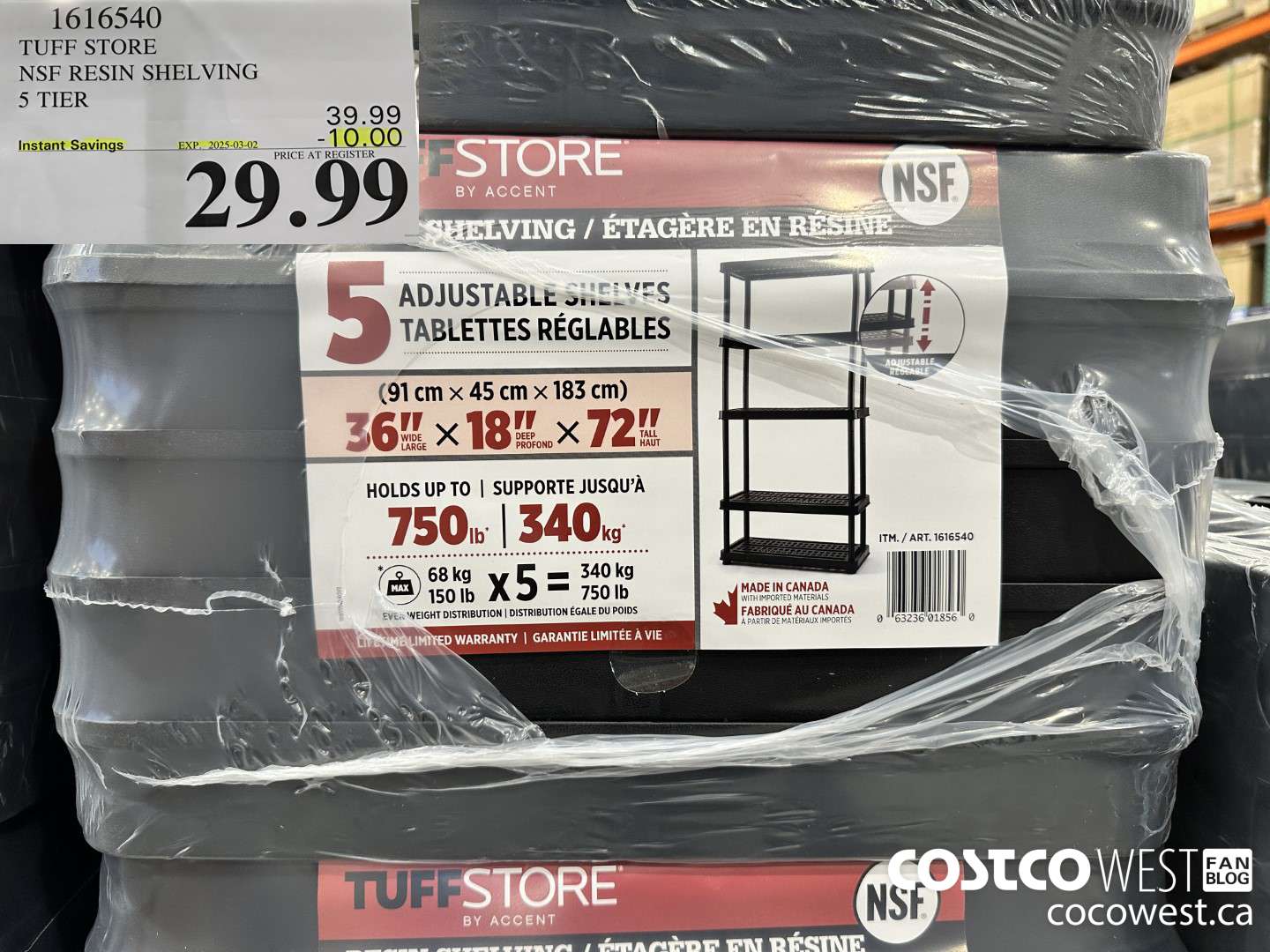 1616540 TUFF STORE NSF RESIN SHELVING 5 TIER ($10.00 INSTANT SAVINGS EXPIRES ON 2025-03-02) $29.99