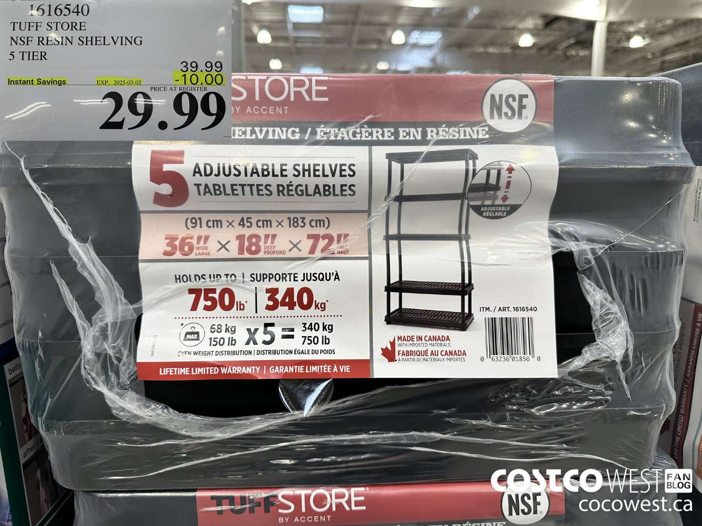 1616540 TUFF STORE NSF RESIN SHELVING 5 TIER ($10.00 INSTANT SAVINGS EXPIRES ON 2025-03-02) $29.99