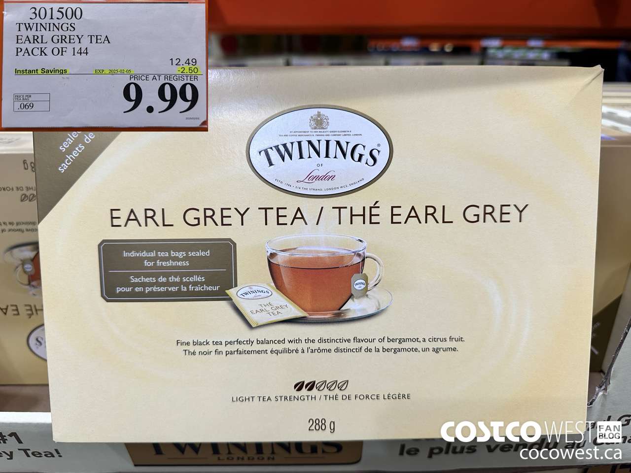 301500 TWININGS EARL GREY TEA 144 COUNT ($2.50 INSTANT SAVINGS EXPIRES ON 2025-02-05) $9.99