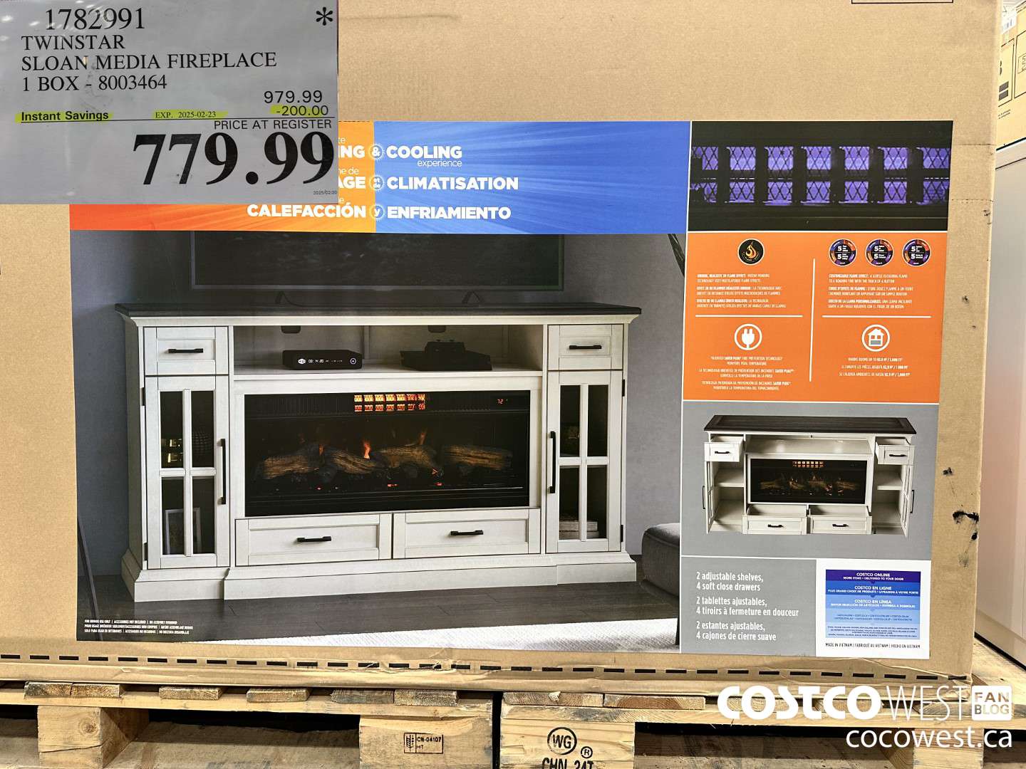 1782991 TWINSTAR SLOAN MEDIA FIREPLACE 1 BOX 8003453 ($200.00 INSTANT SAVINGS EXPIRES ON 2025-02-23) $779.99