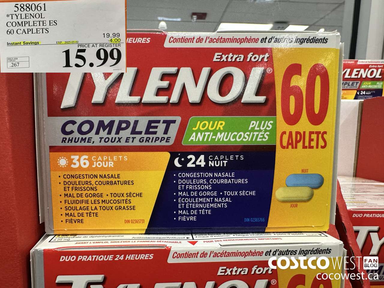 588061 TYLENOL COMPLETE COMPLETE ES 60 CAPS ($4.00 INSTANT SAVINGS EXPIRES ON 2025-03-02) $15.99