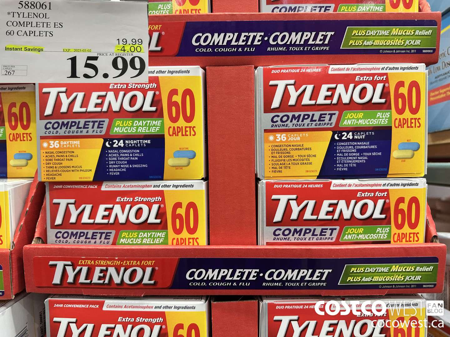 588061 TYLENOL COMPLETE COMPLETE ES 60 CAPS ($4.00 INSTANT SAVINGS EXPIRES ON 2025-03-02) $15.99