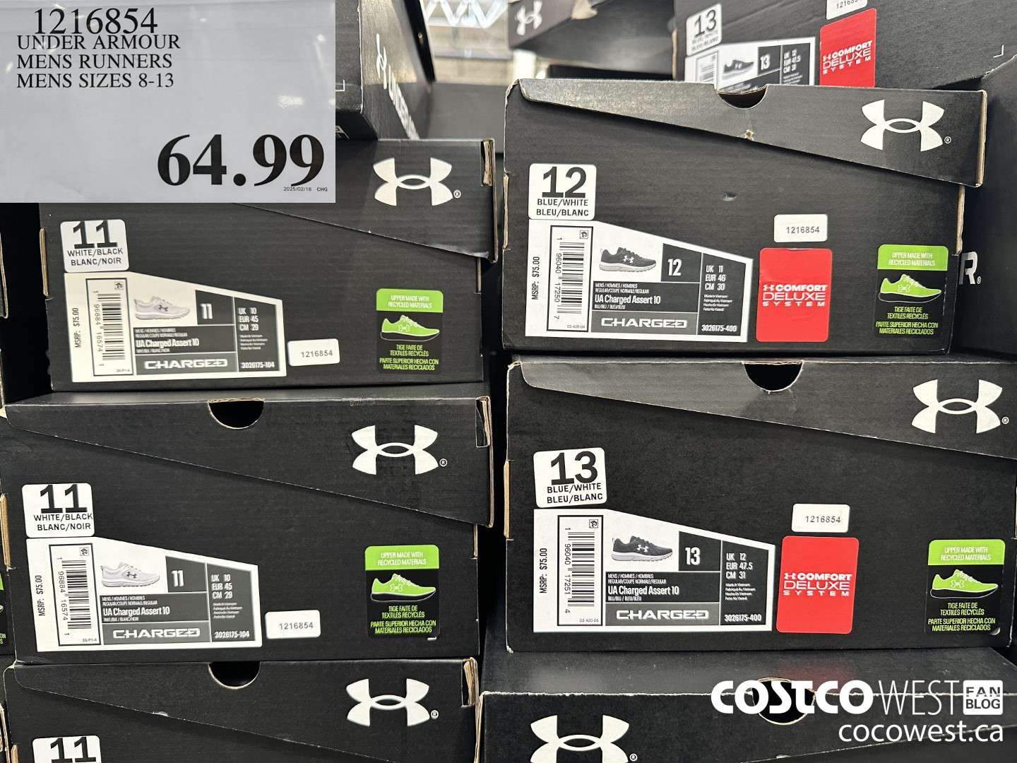 1216854 UNDER ARMOUR MENS RUNNERS MENS SIZES 8-13 $64.99