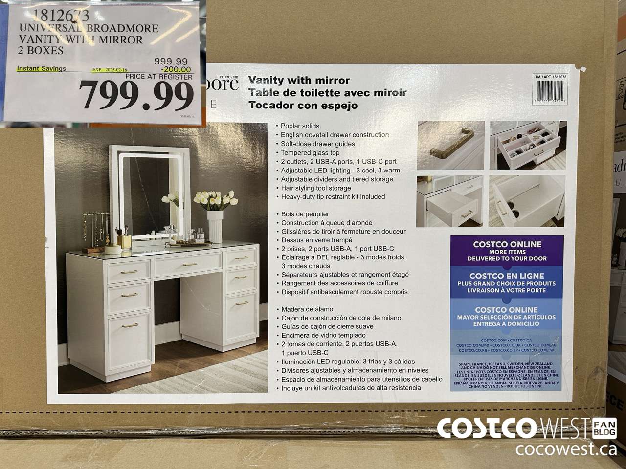 1812673 UNIVERSAL BROADMORE VANITY WITH MIRROR 1 BOX ($200.00 INSTANT SAVINGS EXPIRES ON 2025-02-16) $799.99
