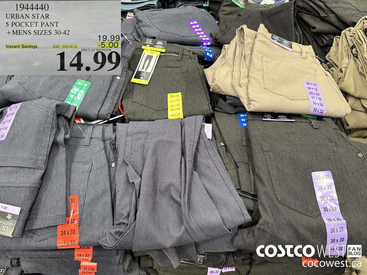 1944440 URBAN STAR 5 POCKET PANT MENS SIZES 30-42 ($5.00 INSTANT SAVINGS EXPIRES ON 2025-02-16) $14.99