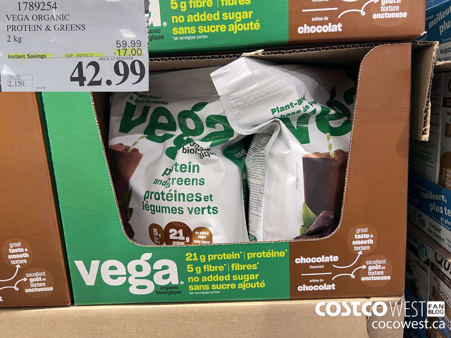 1789254 VEGA ORGANIC PROTEIN & GREENS 2 KG ($17.00 INSTANT SAVINGS EXPIRES ON 2025-02-23) $42.99