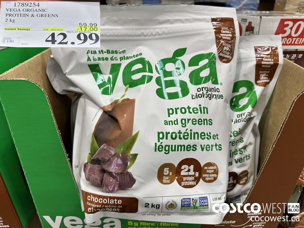 1789254 VEGA ORGANIC PROTEIN & GREENS 2 KG ($17.00 INSTANT SAVINGS EXPIRES ON 2025-02-23) $42.99