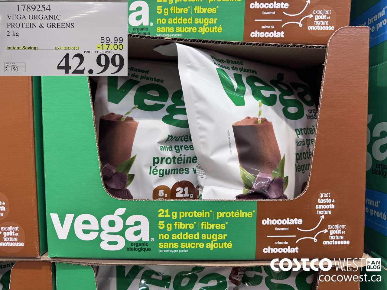 1789254 VEGA ORGANIC PROTEIN & GREENS 2 KG ($17.00 INSTANT SAVINGS EXPIRES ON 2025-02-23) $42.99