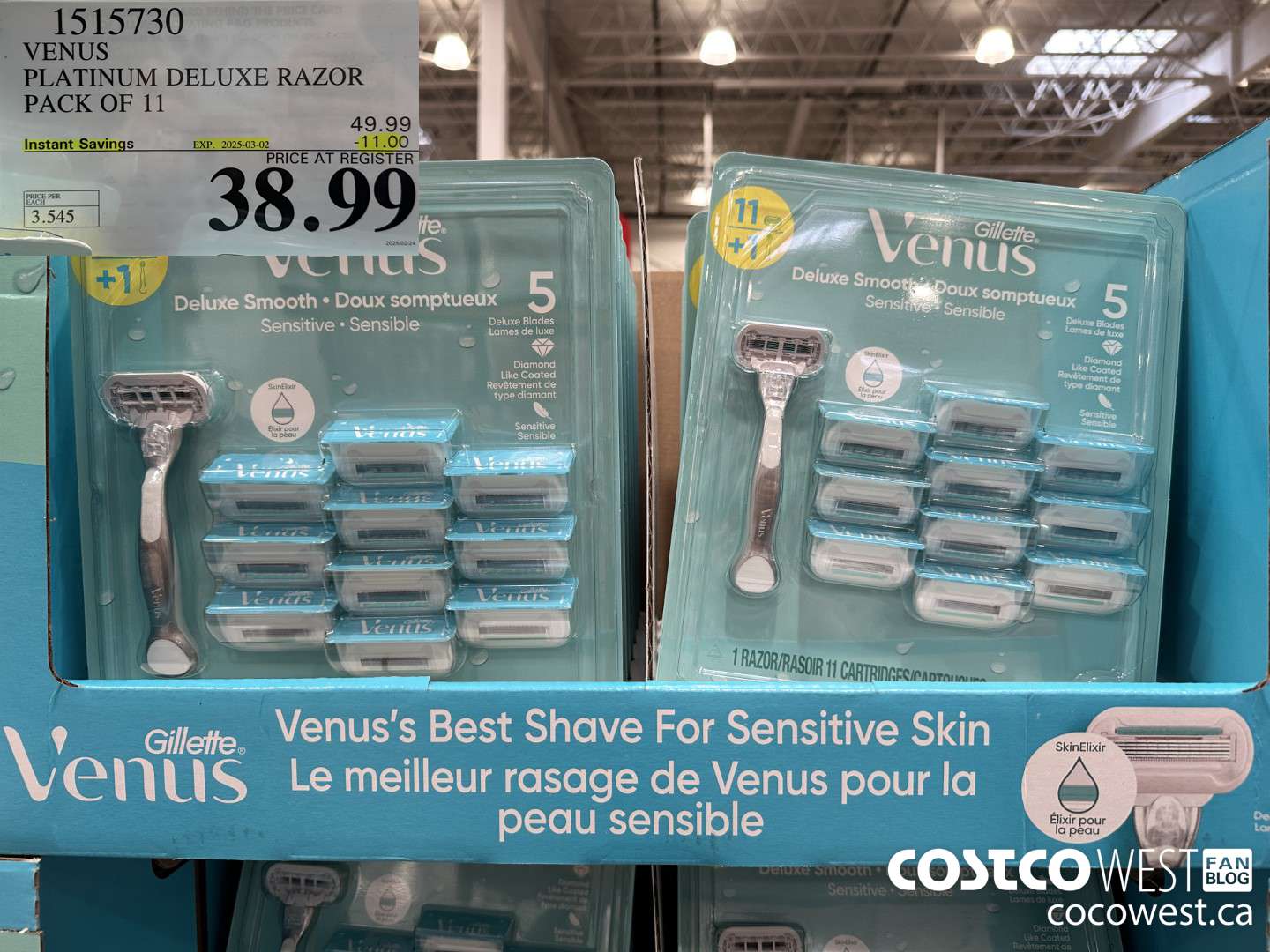 1515730 VENUS PLATINUM DELUXE RAZOR PACK OF 11 ($11.00 INSTANT SAVINGS EXPIRES ON 2025-03-02) $38.99