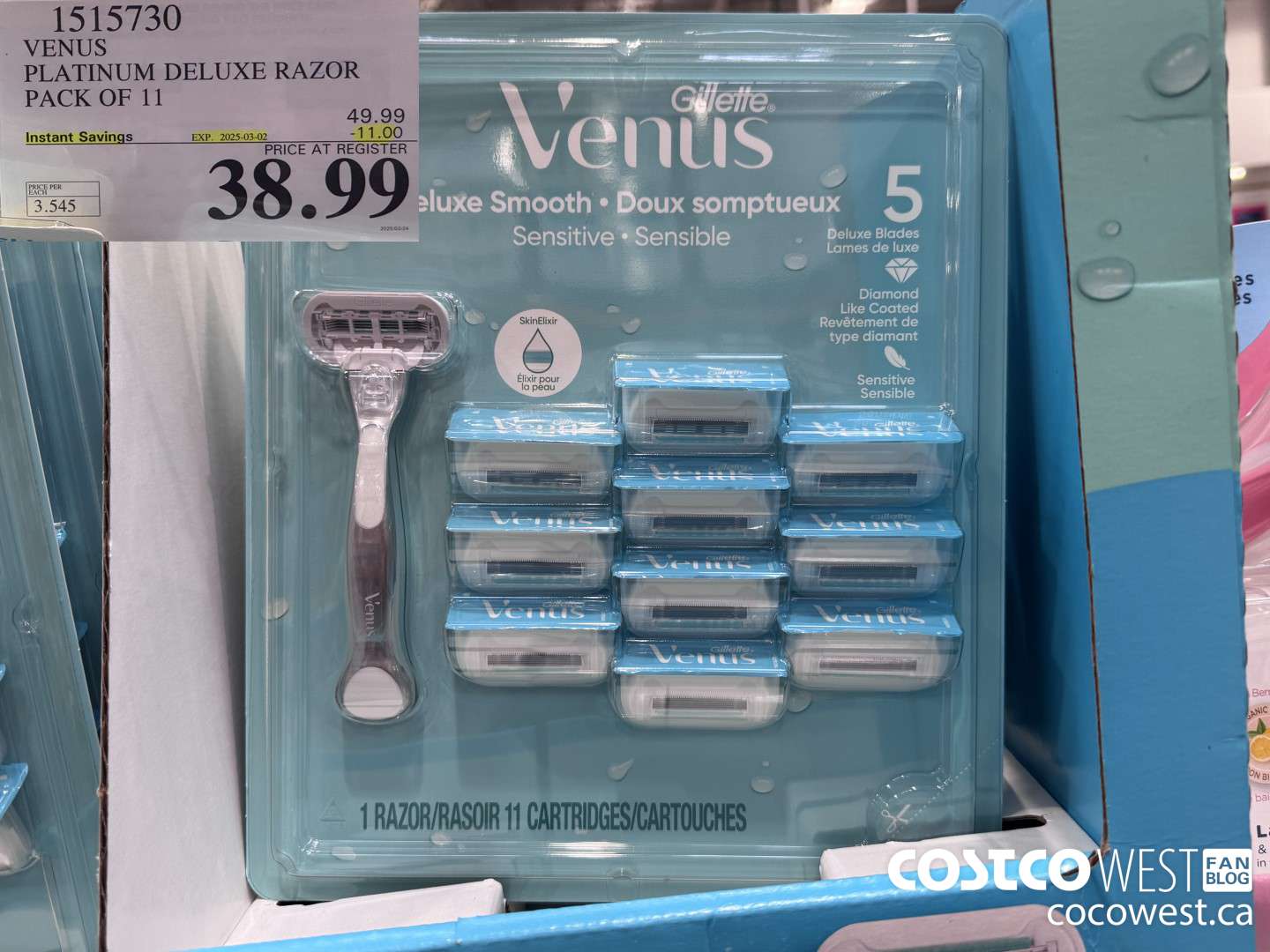 1515730 VENUS PLATINUM DELUXE RAZOR PACK OF 11 ($11.00 INSTANT SAVINGS EXPIRES ON 2025-03-02) $38.99
