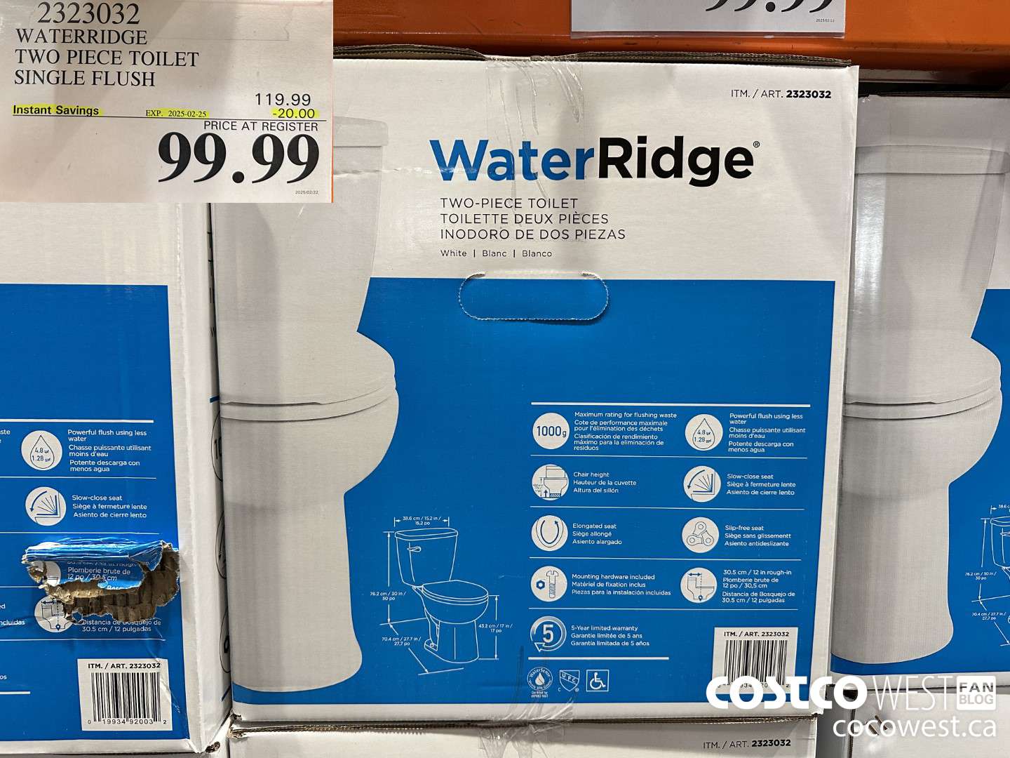 2323032 WATERRIDGE TWO PIECE TOILET SINGLE FLUSH ($20.00 INSTANT SAVINGS EXPIRES ON 2025-02-25) $99.99