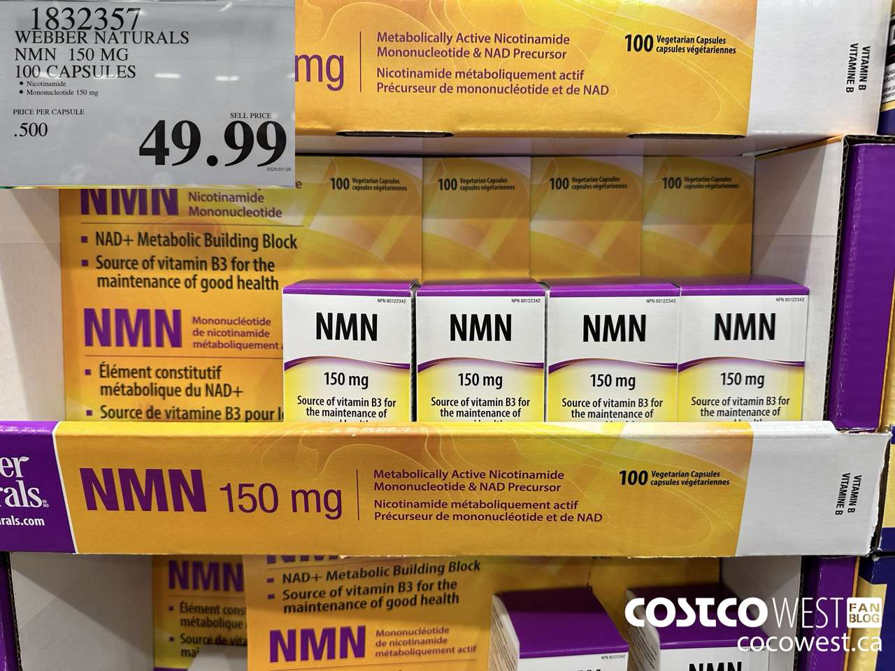 1832357 WEBBER NATURALS NMN 150MG 100 CAPSULES $49.99