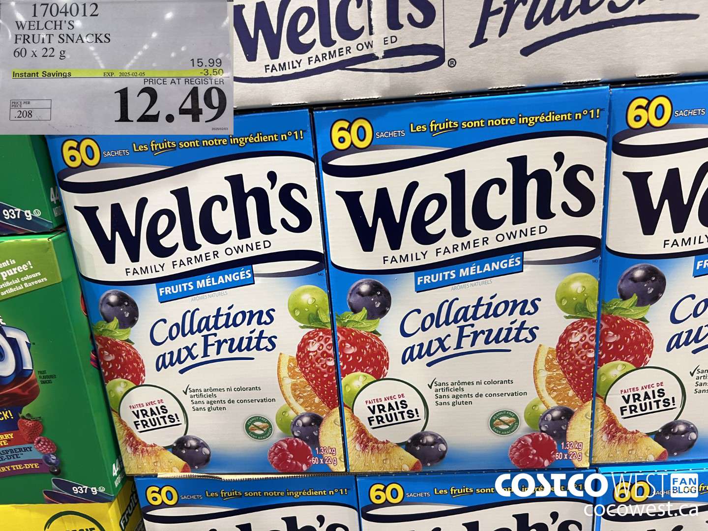 1704012 WELCH'S FRUIT SNACKS 60 X 22 G ($3.50 INSTANT SAVINGS EXPIRES ON 2025-02-05) $12.49