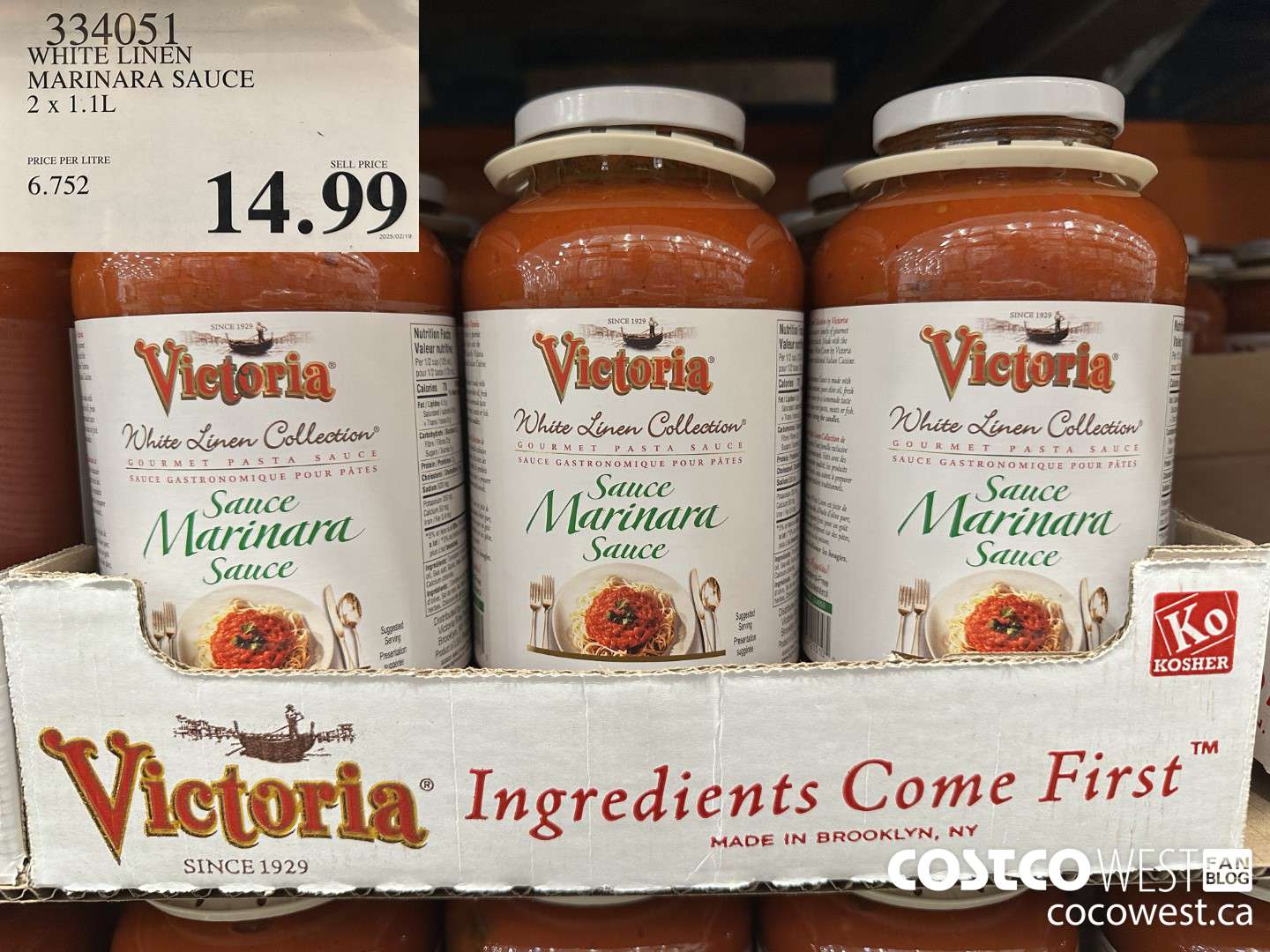 334051 WHITE LINEN MARINARA SAUCE 2 x 1.1L $14.99