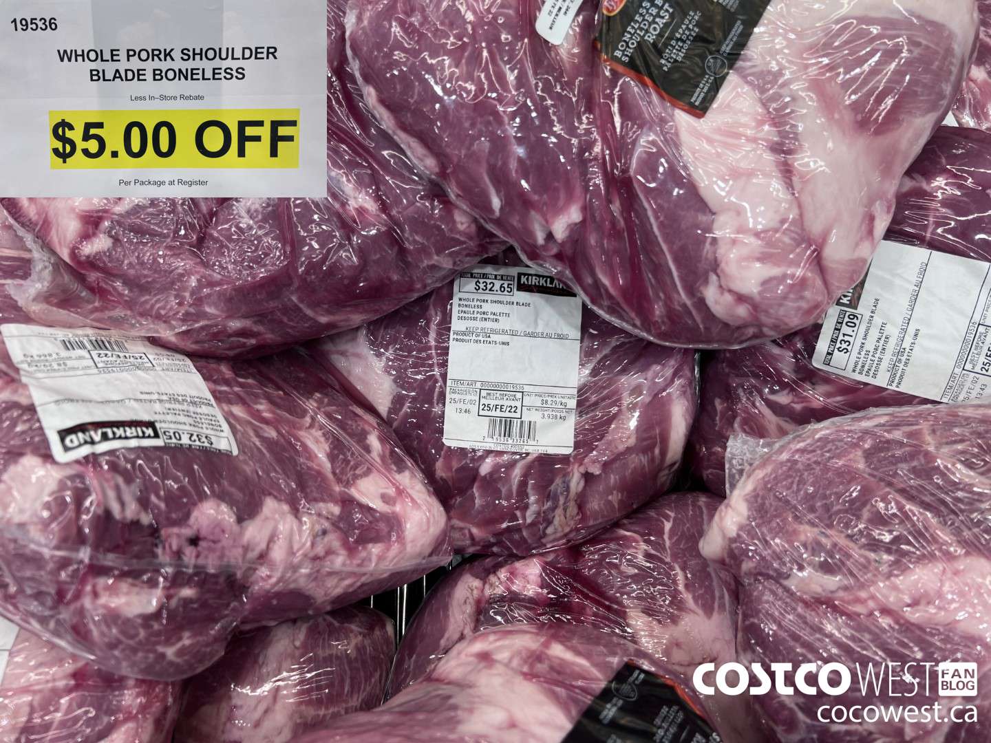 19536 WHOLE PORK SHOULDER BLADE BONELESS ($5.00 INSTANT SAVINGS) $6.99