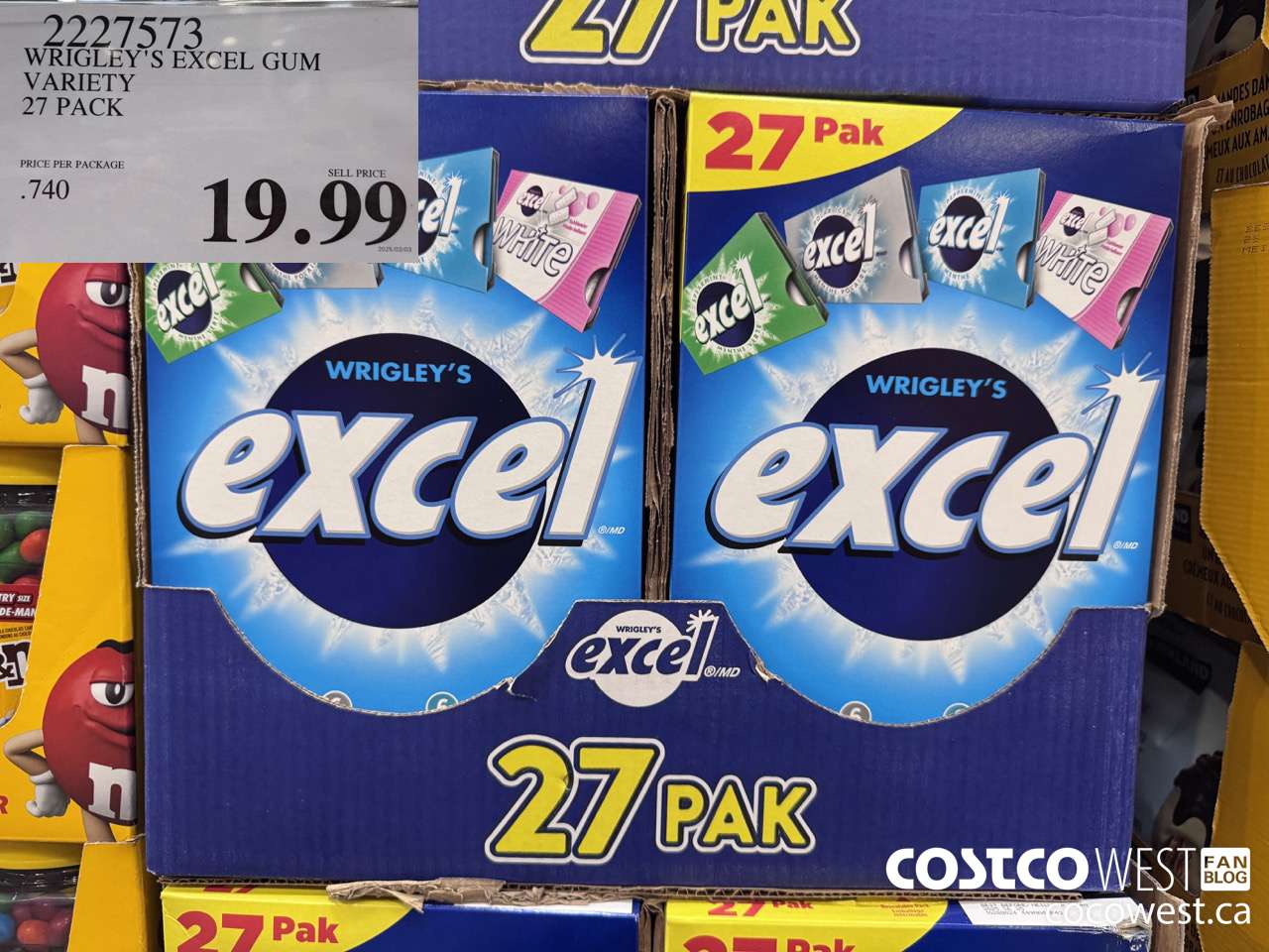 2227573 WRIGLEY'S EXCEL GUM VARIETY 27 PACK $19.99
