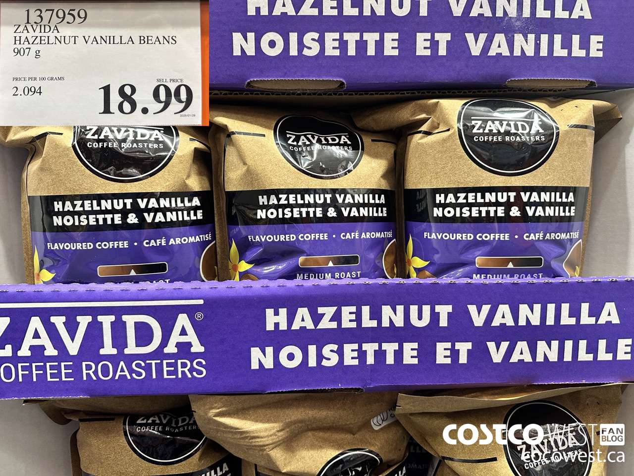 137959 ZAVIDA HAZELNUT VANILLA BEANS 907 g $18.99