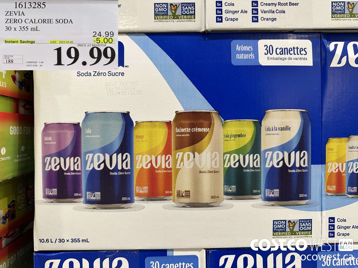 1613285 ZEVIA ZERO CALORIE SODA 30 X 355ML ($5.00 INSTANT SAVINGS EXPIRES ON 2025-03-02) $19.99