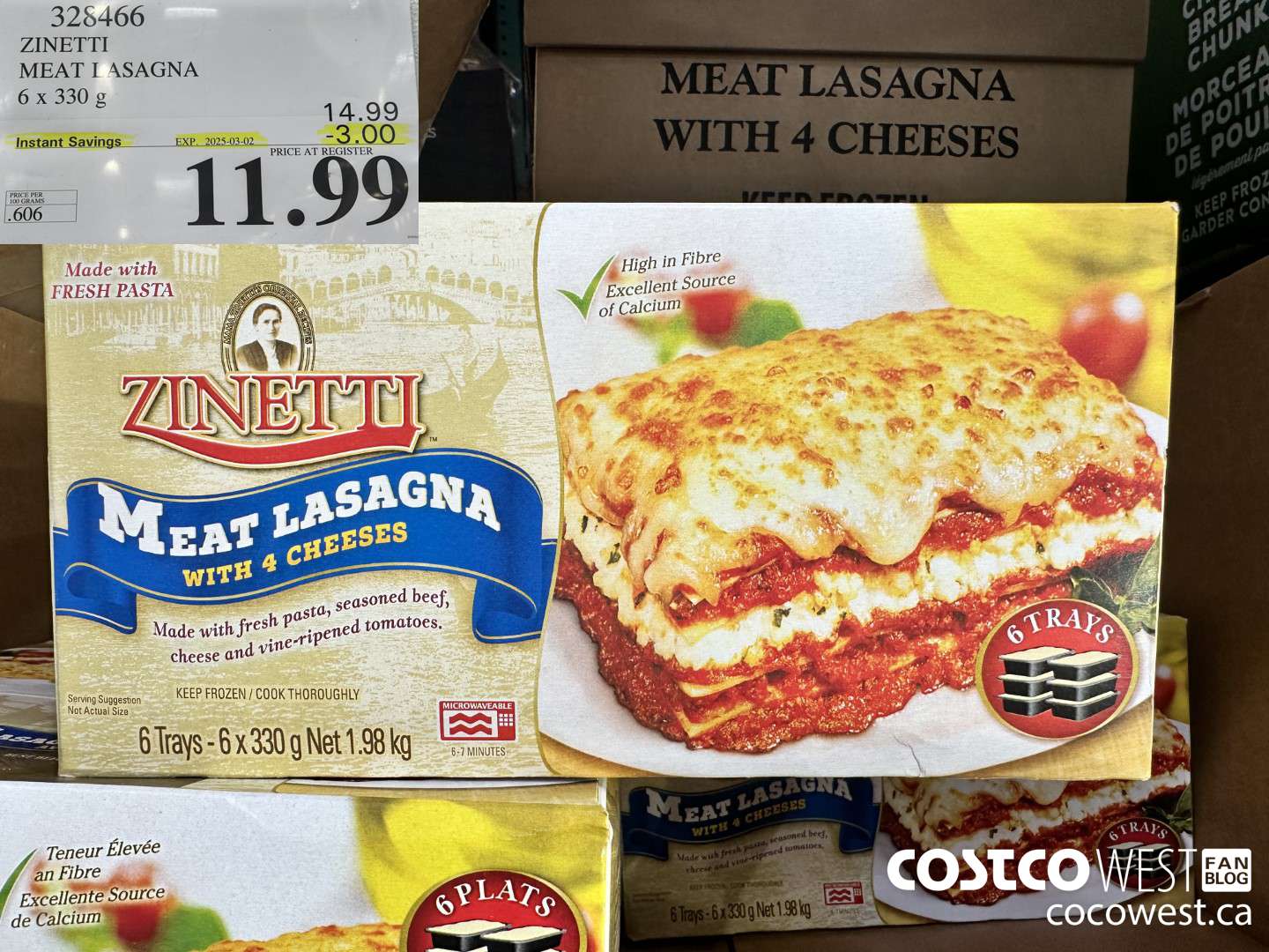 328466 ZINETTI MEAT LASAGNA 6 x 330 g ($3.00 INSTANT SAVINGS EXPIRES ON 2025-03-02) $11.99