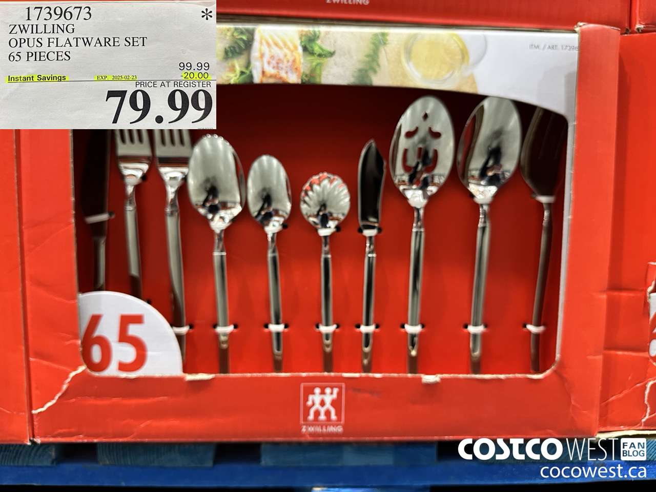 1739673 ZWILLING OPUS FLATWARE SET 65 PIECES ($20.00 INSTANT SAVINGS EXPIRES ON 2025-02-23) $79.99