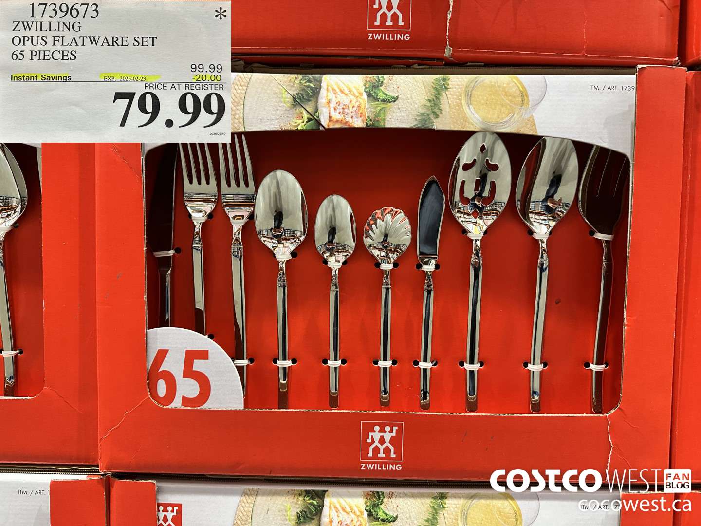 1739673 ZWILLING OPUS FLATWARE SET 65 PIECES ($20.00 INSTANT SAVINGS EXPIRES ON 2025-02-23) $79.99