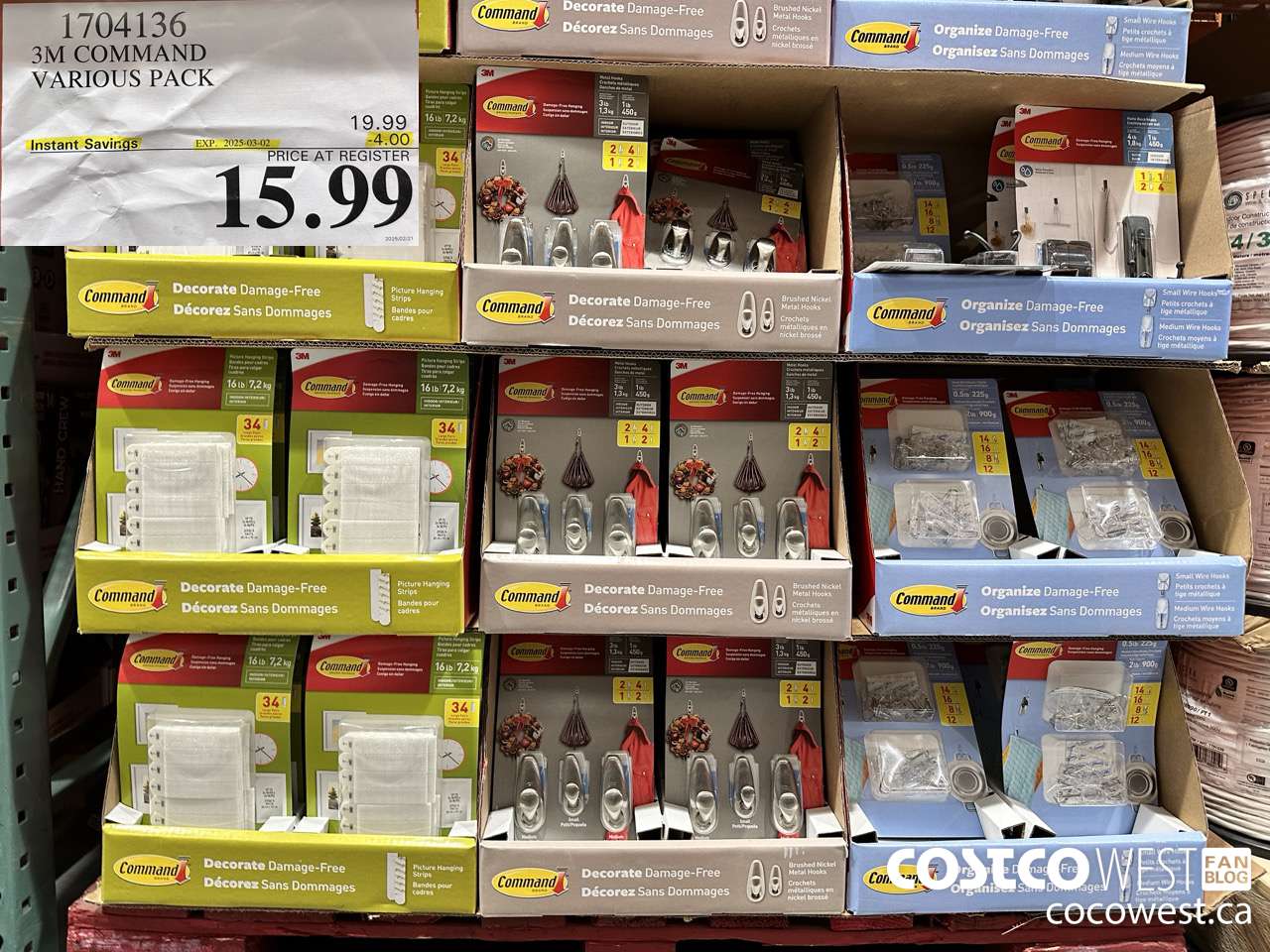 1704136 3M COMMAND VARIOUS PACK ($4.00 INSTANT SAVINGS EXPIRES ON 2025-03-02) $15.99