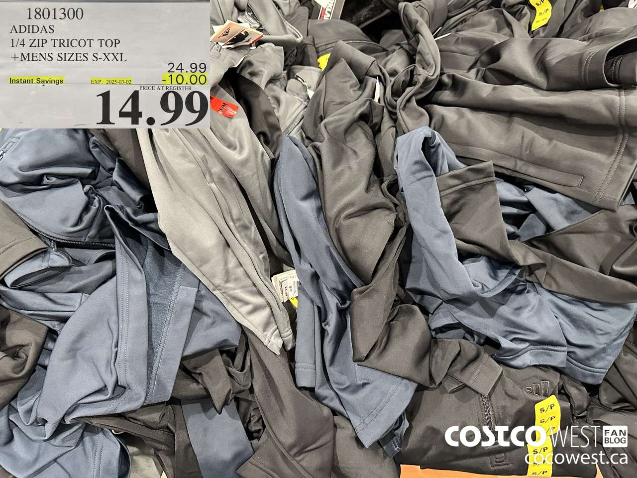 1801300 ADDIAS 1/4 ZIP TRICOT TOP MENS SIZES S-XXL ($10.00 INSTANT SAVINGS EXPIRES ON 2025-03-02) $14.99