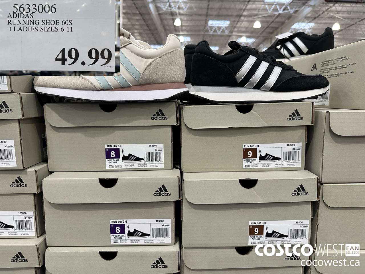 5633006 ADIDAS RUNNING SHOE 60S LADIES SIZES 6-11 $49.99