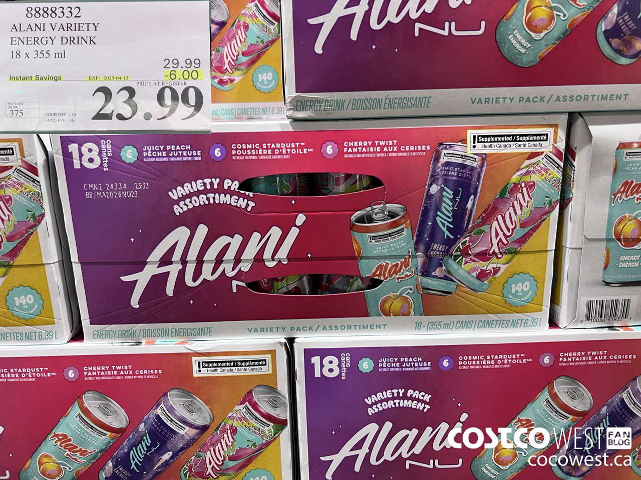 8888332 ALANI VARIETY ENERGY DRINK 1 X 244ML ($6.00 INSTANT SAVINGS EXPIRES ON 2025-04-13) $23.99