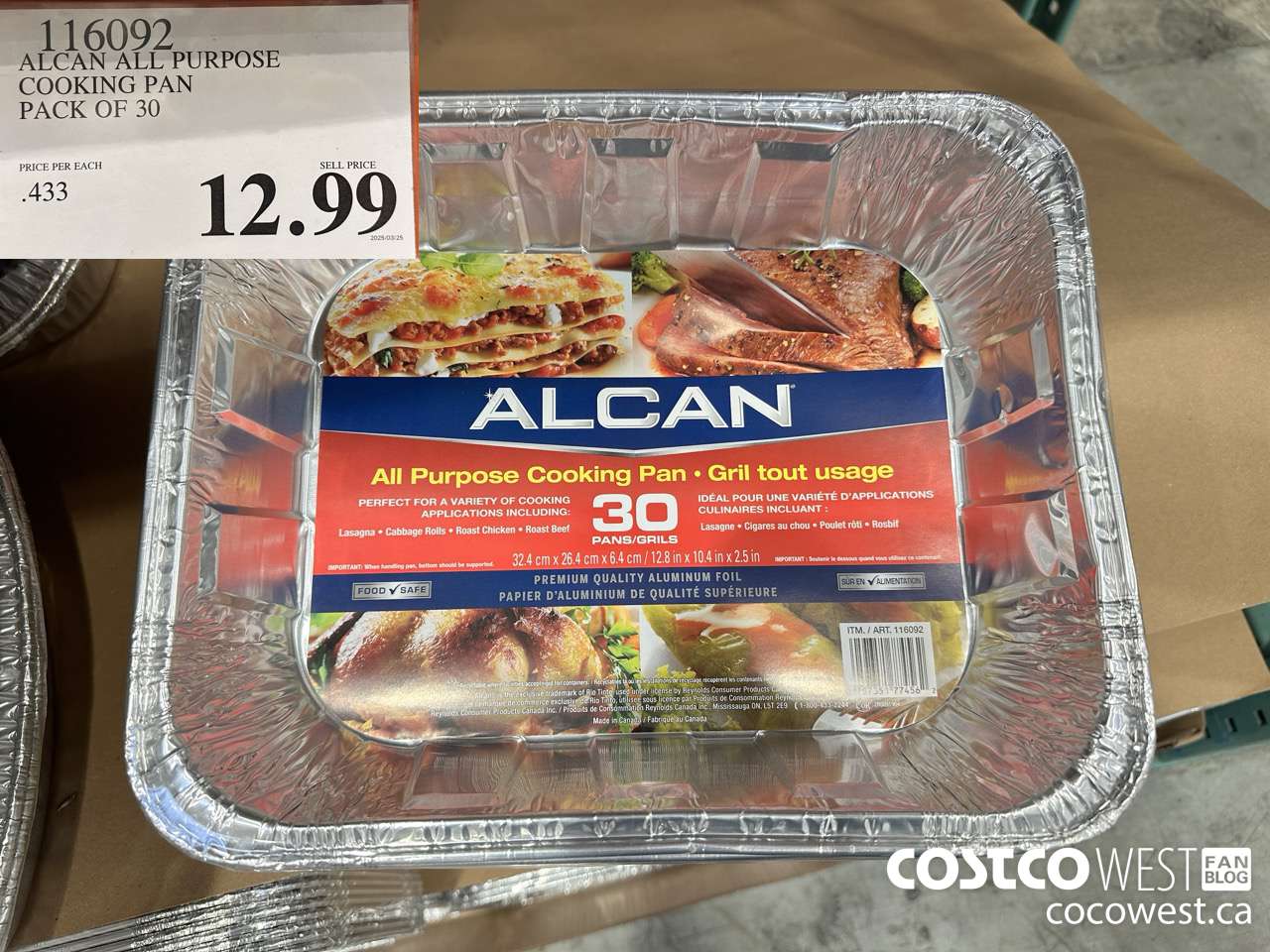 116092 ALCAN ALL PURPOSE COOKING PAN pack of 30 $12.99