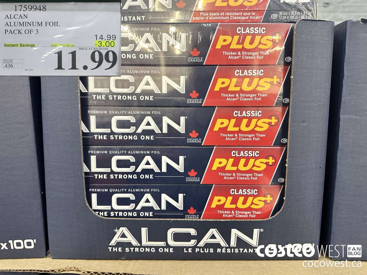 1759948 ALCAN ALUMINUM FOIL PACK OF 3 ($3.00 INSTANT SAVINGS EXPIRES ON 2025-03-16) $11.99