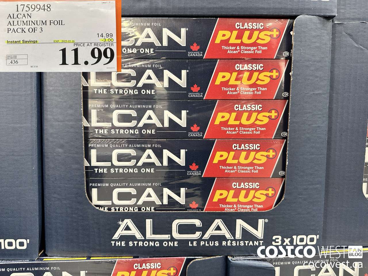 1759948 ALCAN ALUMINUM FOIL PACK OF 3 ($3.00 INSTANT SAVINGS EXPIRES ON 2025-03-16) $11.99
