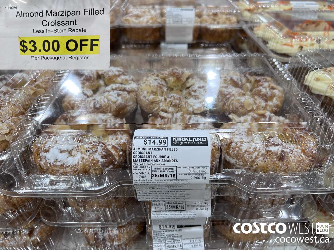 1800066 ALMOND MARZIPAN FILLED CROISSANT 960 g $14.99