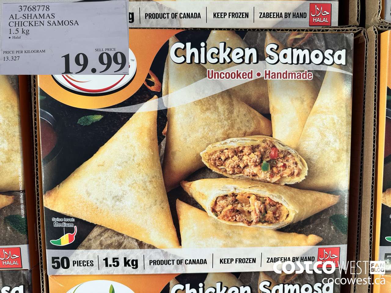 3768778 AL-SHAMAS CHICKEN SAMOSA 1.5 KG $19.99