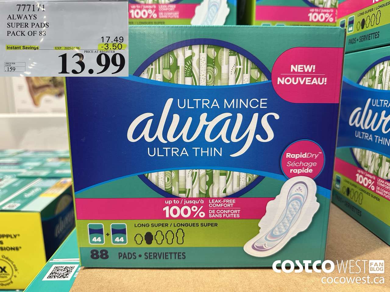777171 ALWAYS ULTRA THIN PADS SUPER 88CT ($3.50 INSTANT SAVINGS EXPIRES ON 2025-04-06) $13.99