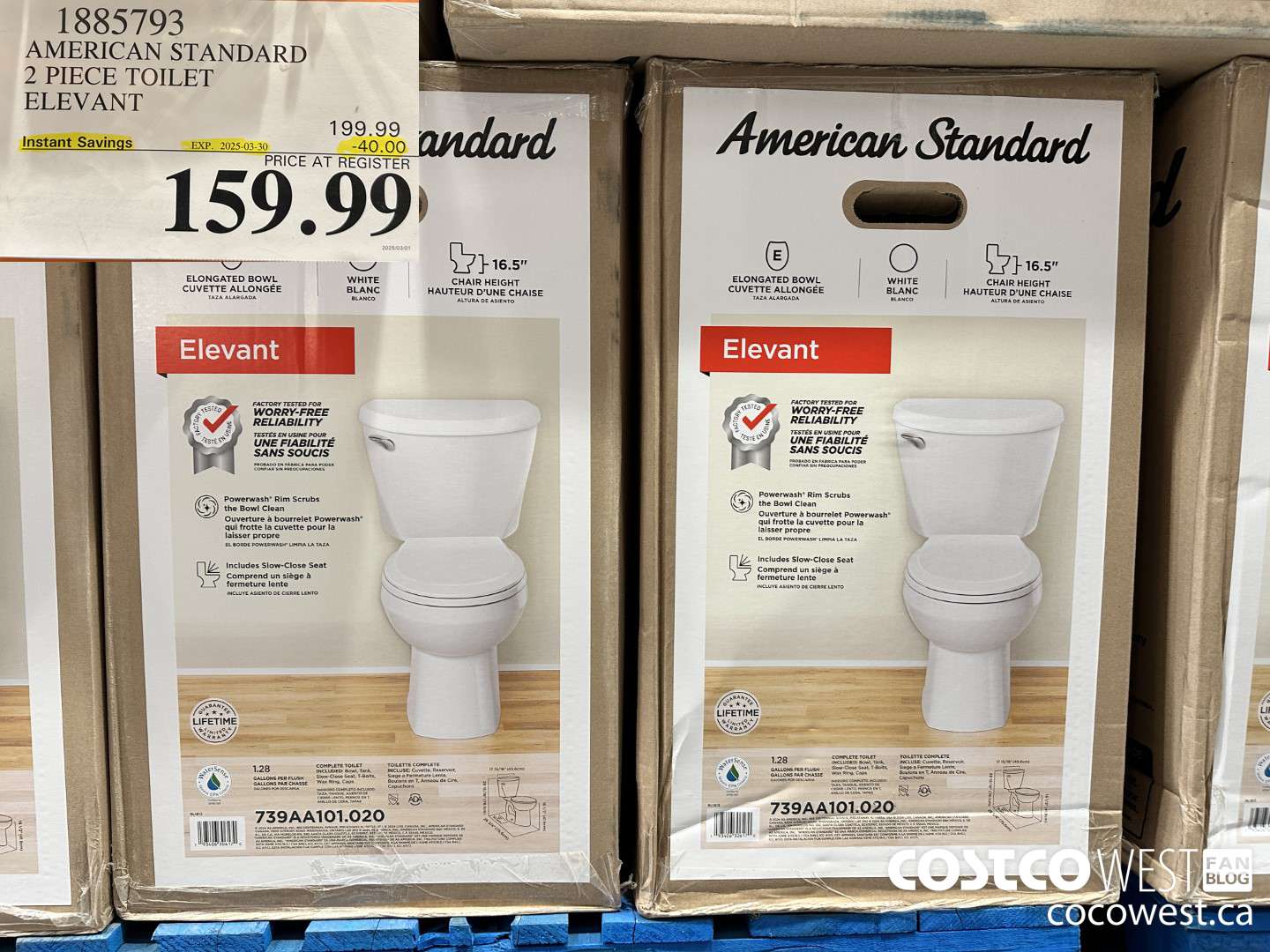 1885793 AMERICAN STANDARD 2 PIECE TOILET ELEVANT ($40.00 INSTANT SAVINGS EXPIRES ON 2025-03-30) $159.99