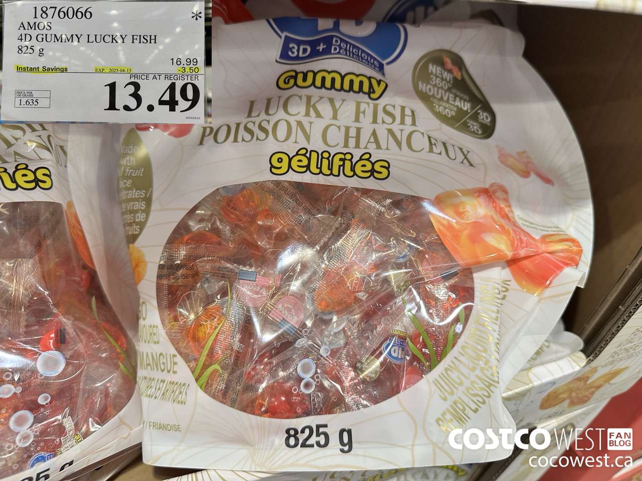 1876066 AMOS 4D GUMMY LUCKY FISH 825 g ($3.50 INSTANT SAVINGS EXPIRES ON 2025-04-13) $13.49