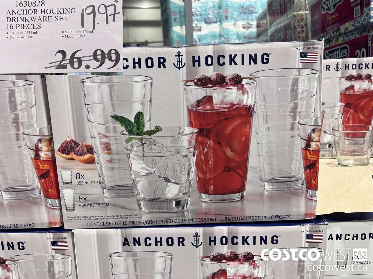 1630828 ANCHOR HOCKING DRINKWARE SET 16 PIECE $19.97