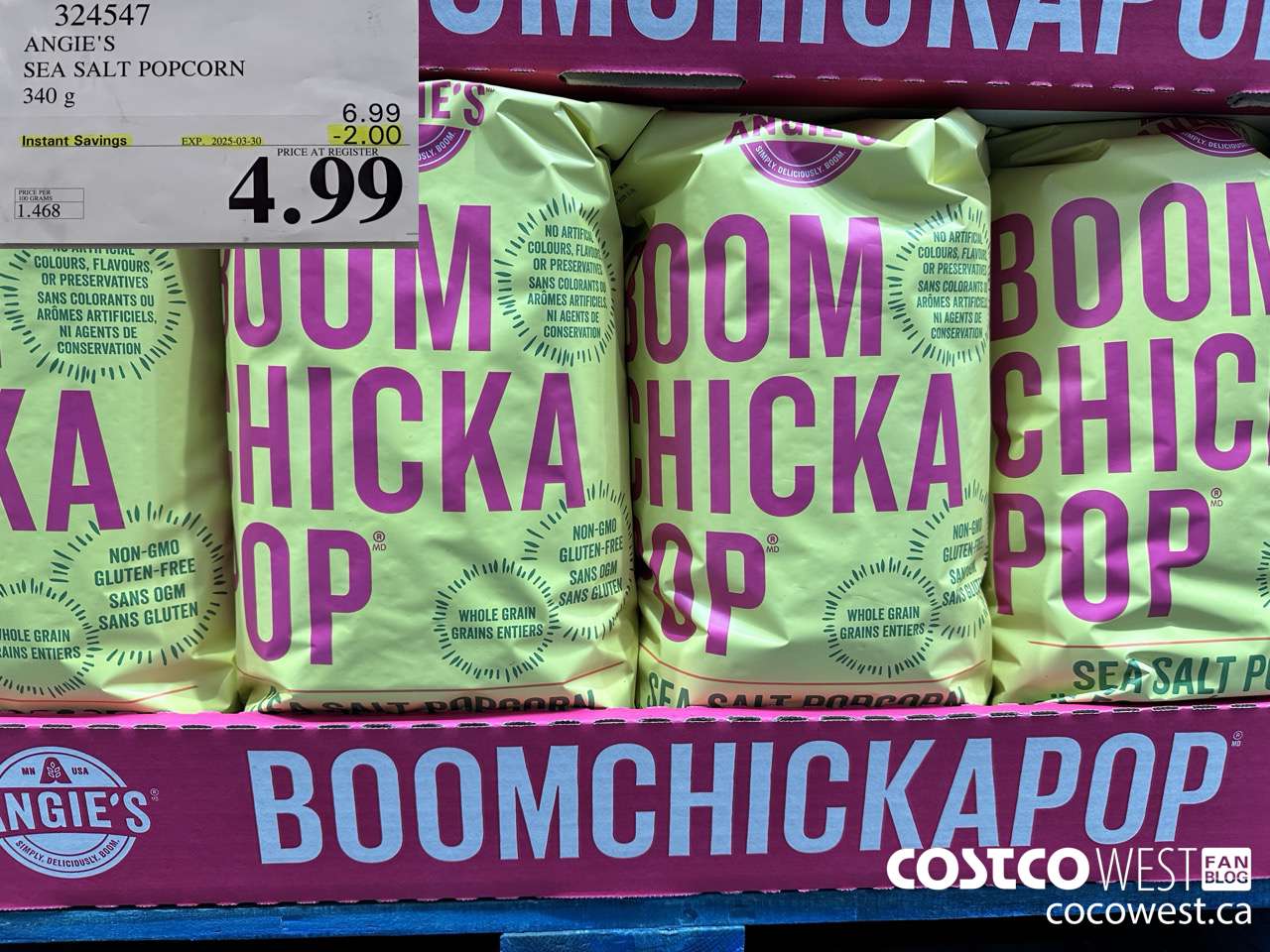 324547 ANGIE'S SEA SALT POPCORN 340 G ($2.00 INSTANT SAVINGS EXPIRES ON 2025-03-30) $4.99