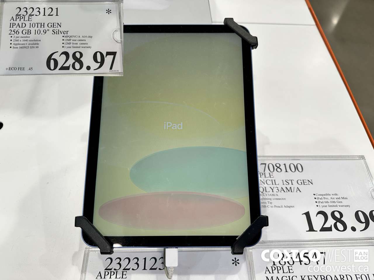 2323121 APPLE IPAD 10TH GEN 256GB SILVER MPQ83VC/A $628.97