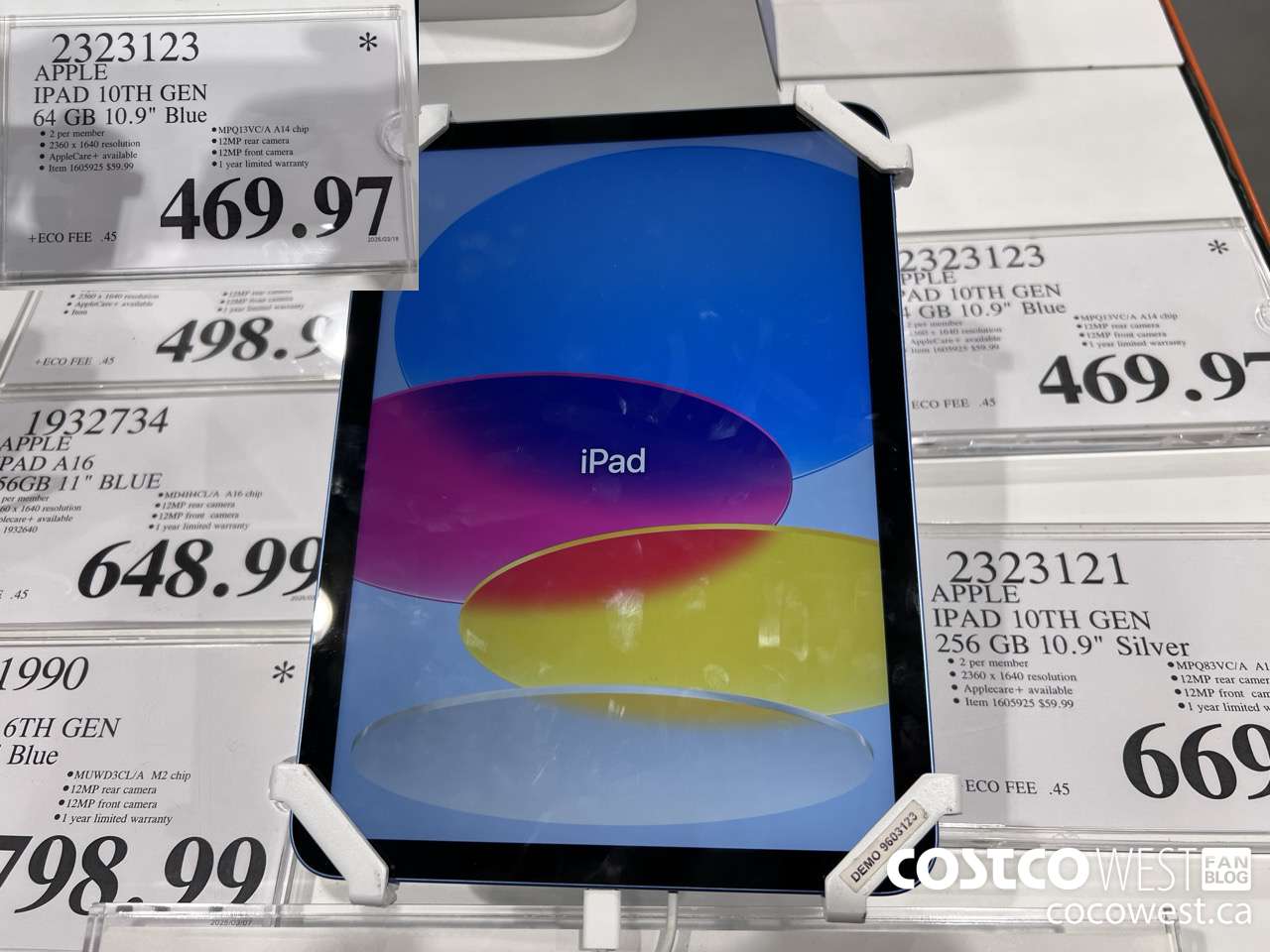 2323123 APPLE IPAD 10 64GB BLUE MPQ13VC/A $469.97