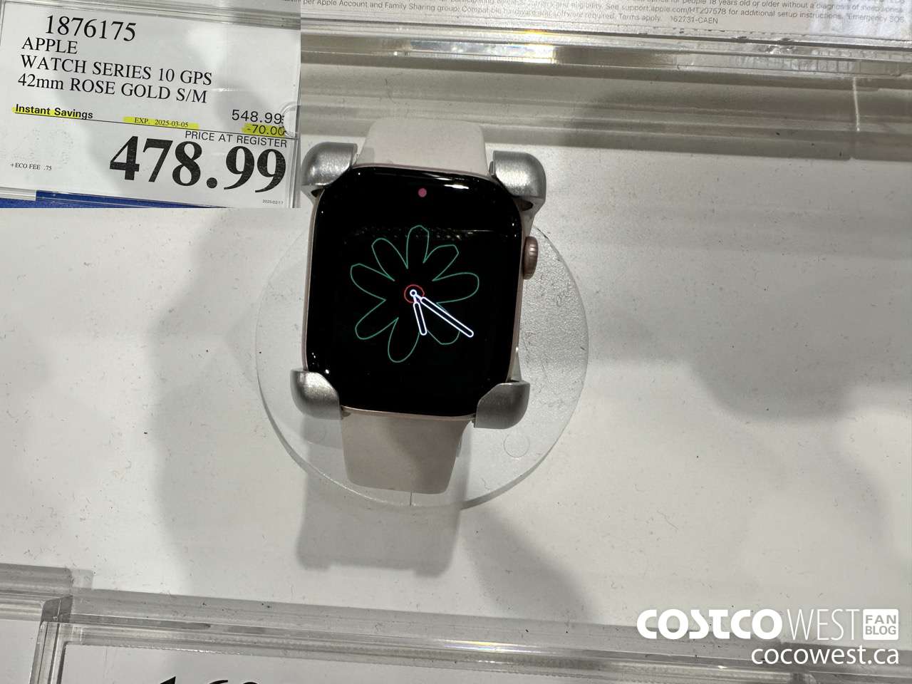 1876175 APPLE WATCH SERIES 10 GPS 42MM ROSE GOLD S/M ($70.00 INSTANT SAVINGS EXPIRES ON 2025-03-05) $478.99