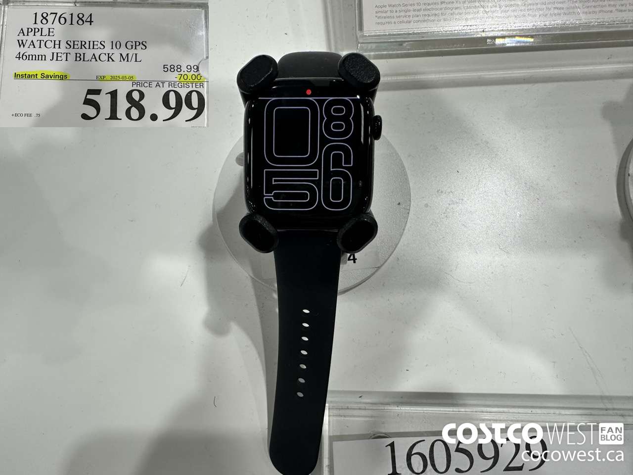 1876184 APPLE WATCH SERIES 10 GPS 46MM JET BLACK M/L ($70.00 INSTANT SAVINGS EXPIRES ON 2025-03-05) $518.99
