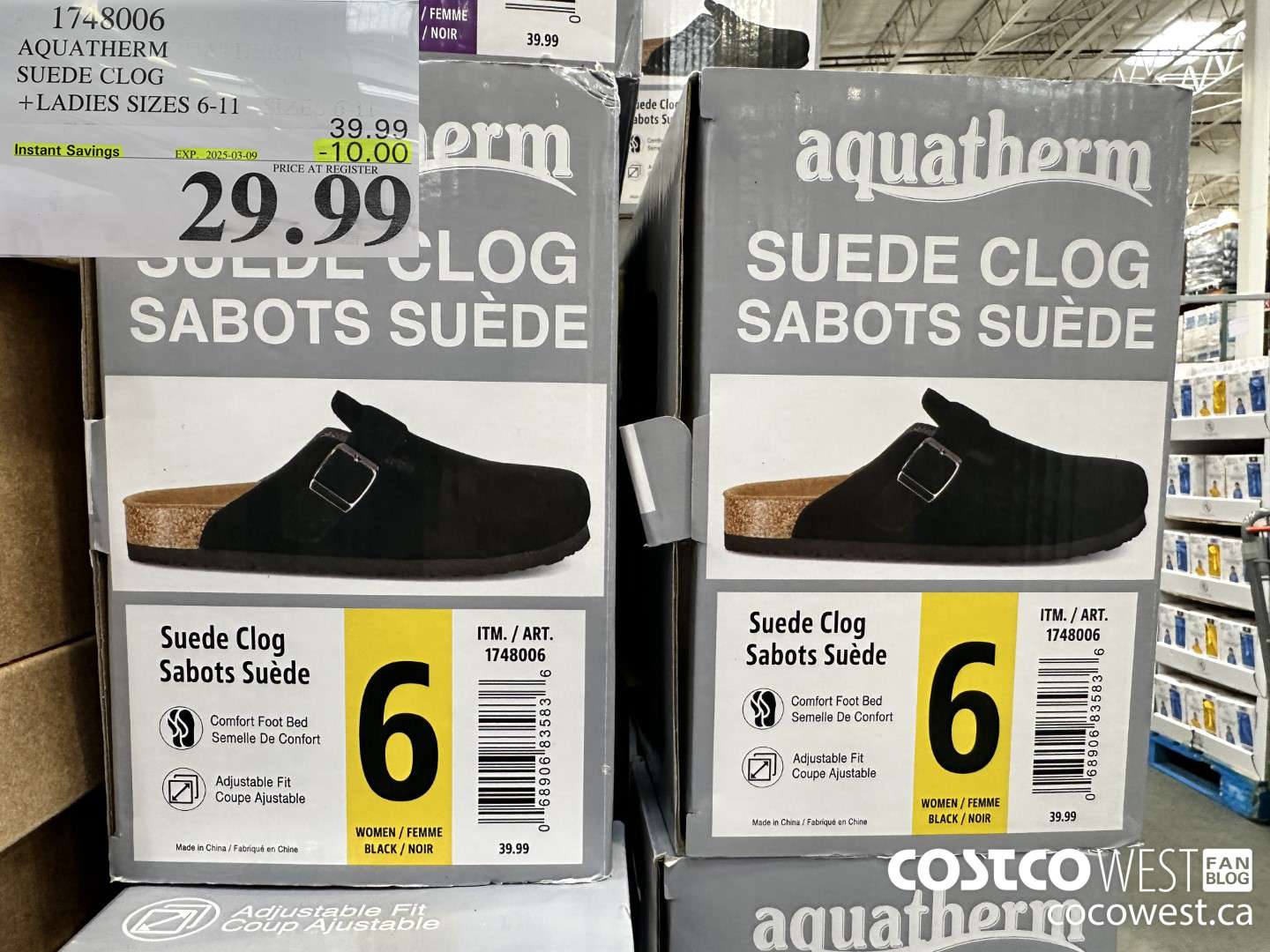 1748006 AQUATHERM SUEDE CLOG LADIES SIZES 6-11 ($10.00 INSTANT SAVINGS EXPIRES ON 2025-03-09) $29.99