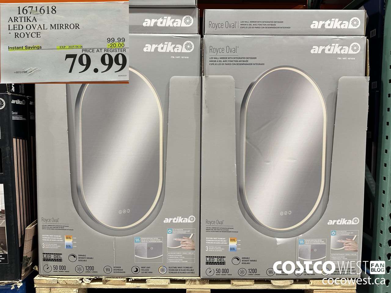 1671618 ARTIKA LED OVAL MIRROR ROYCE ($20.00 INSTANT SAVINGS EXPIRES ON 2025-04-06) $79.99