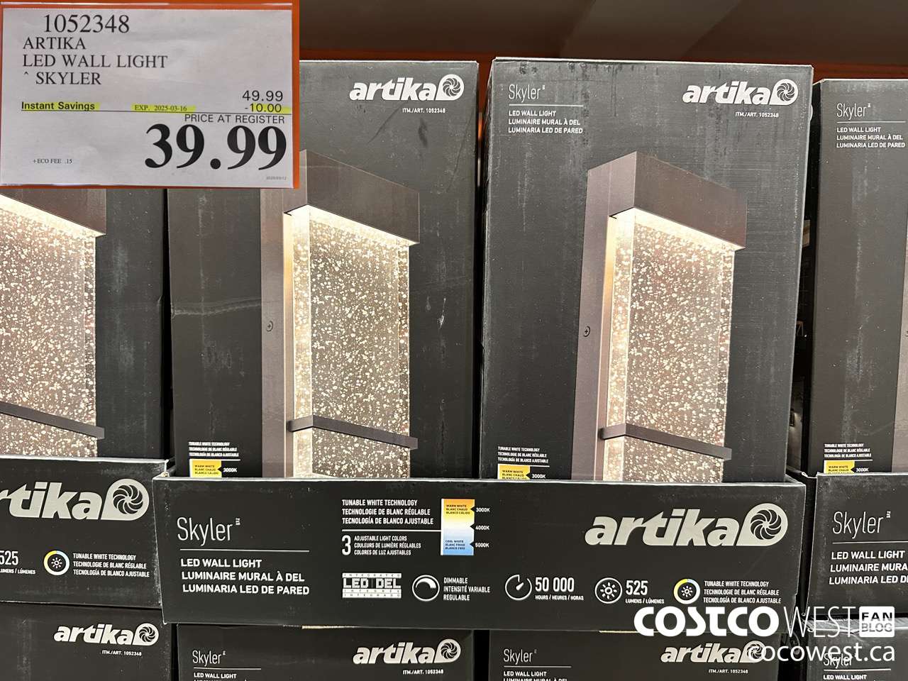 1052348 ARTIKA LED WALL LIGHT SKYLER ($10.00 INSTANT SAVINGS EXPIRES ON 2025-03-16) $39.99