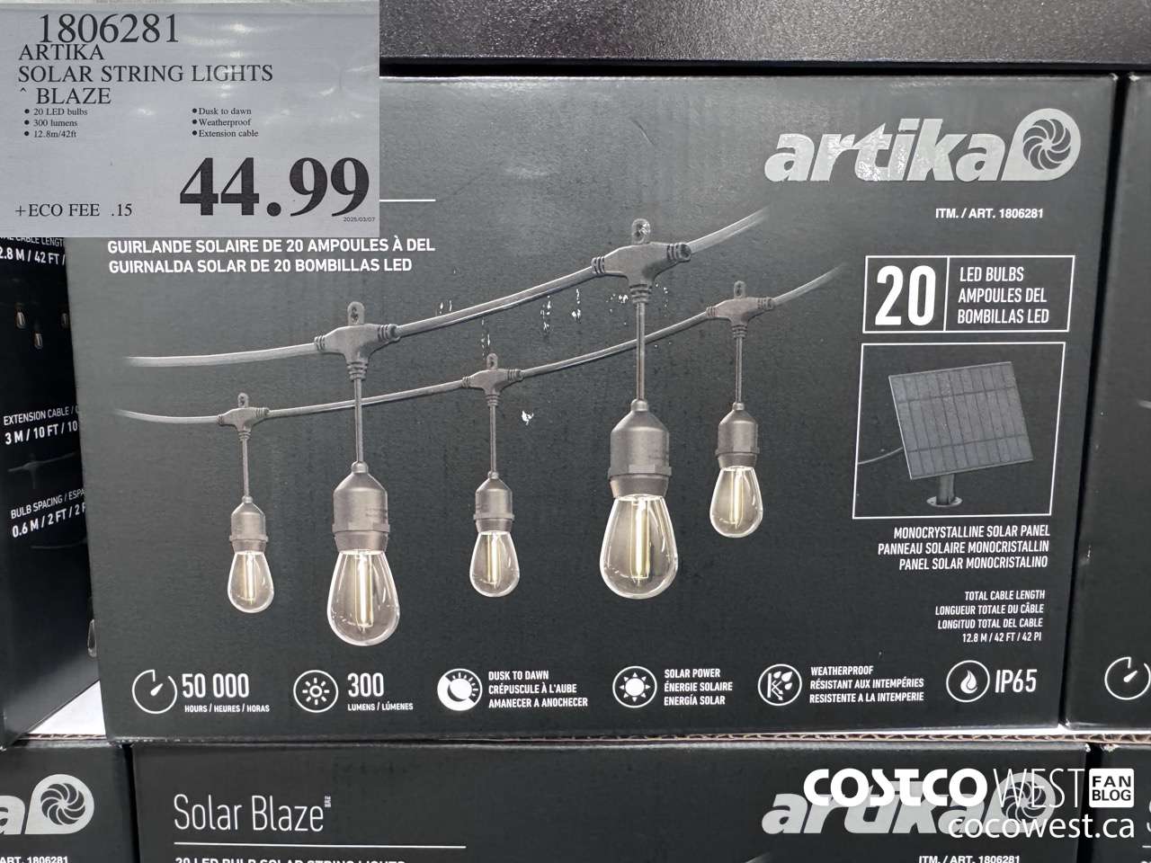 1806281 ARTIKA SOLAR STRING LIGHTS BLAZE $44.99